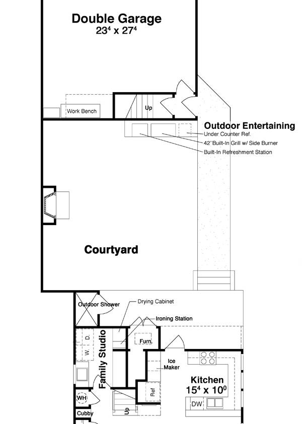 Courtyard image of Hemingway House Plan